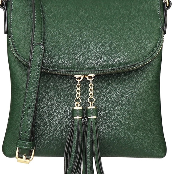Vegan Medium Crossbody Handbag with Tassel - Picture 2 of 7